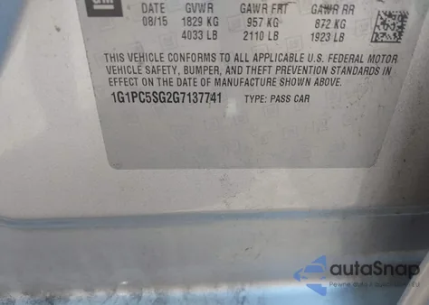 2016 Chevrolet Cruze Limited Ls Auto z USA, uszkodzony, nr VIN 1G1PC5SG2G7137741